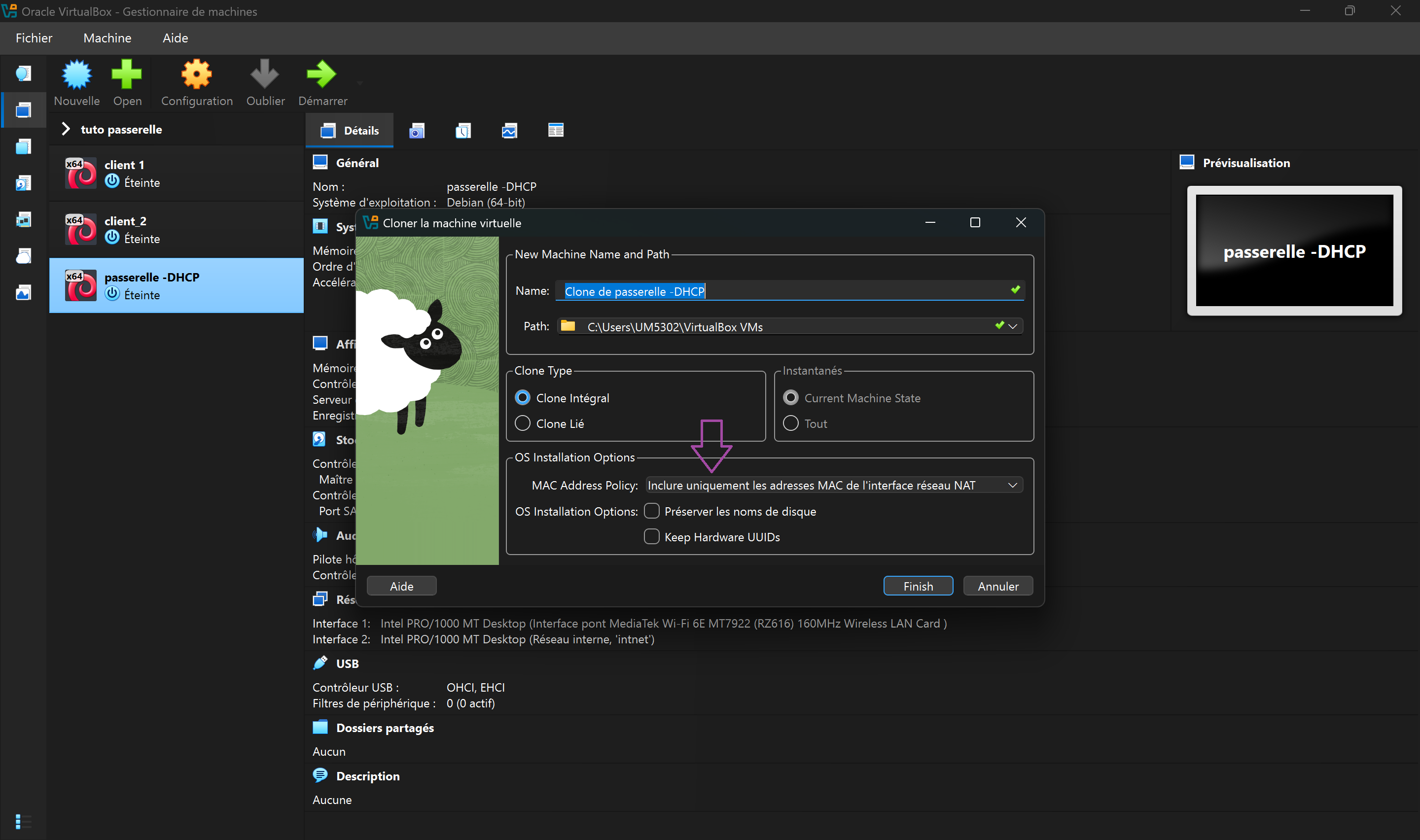 Configuration des adresses MAC