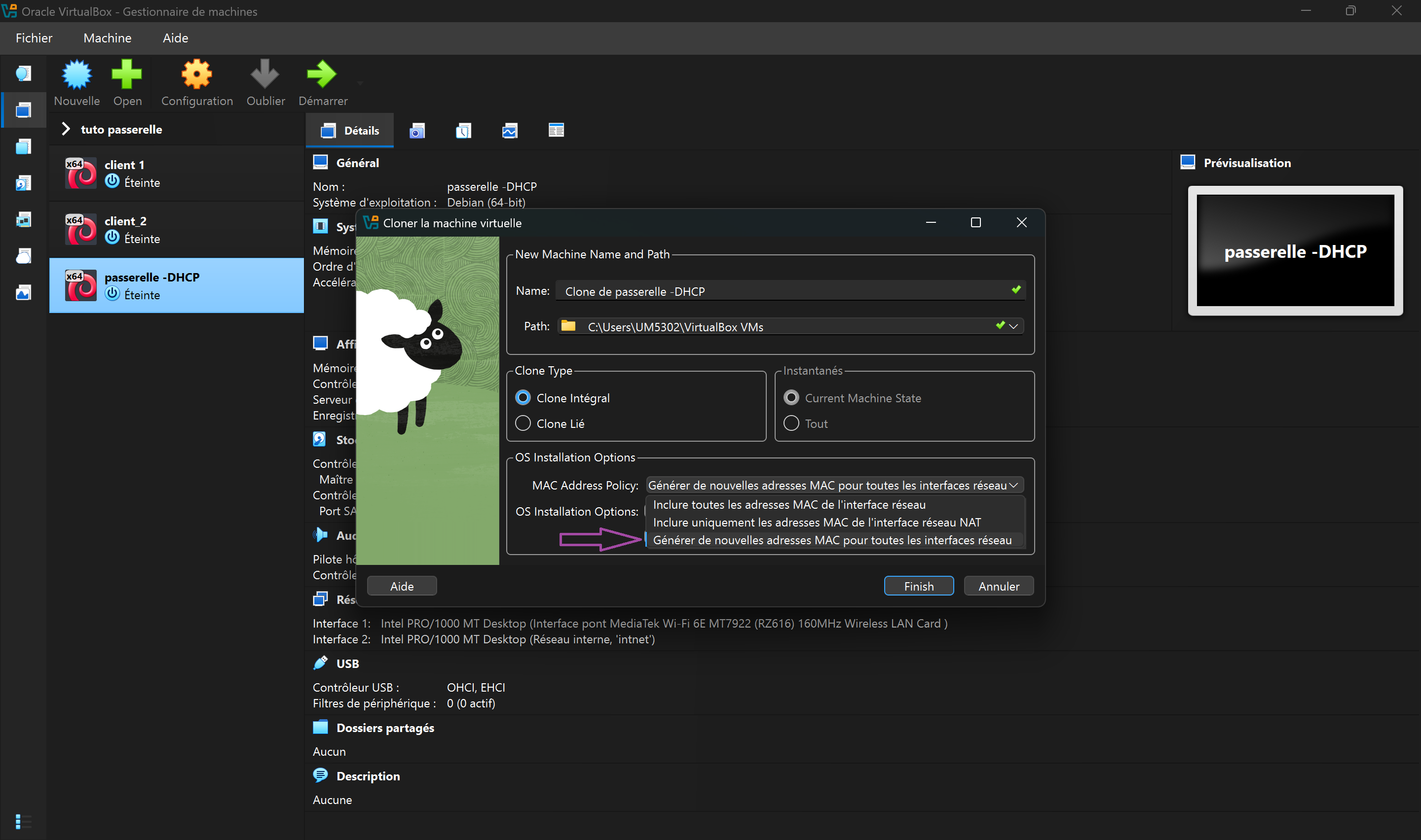 Générer de nouvelles adresses MAC