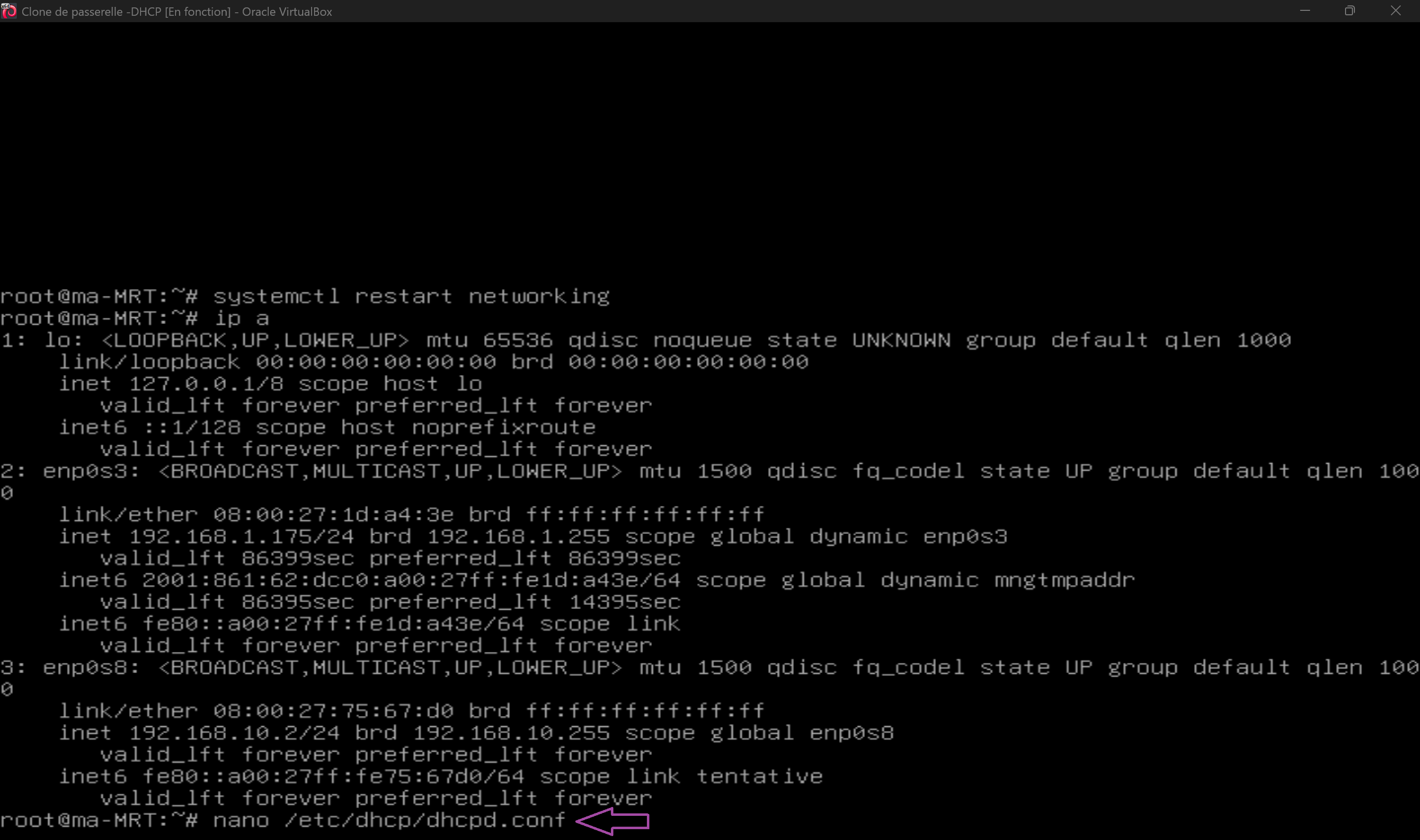 Configurer le serveur DHCP du clone