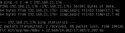 Ping vers le reseau 21 depuis VM21