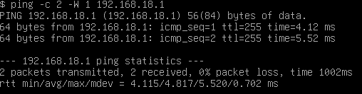 Ping de la passerelle depuis le serveur DHCP