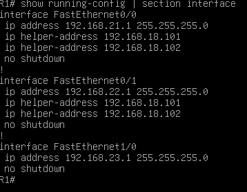 Configuration helper-address sur R1