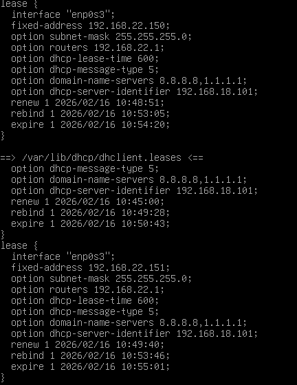 Fichier de leases de VM22