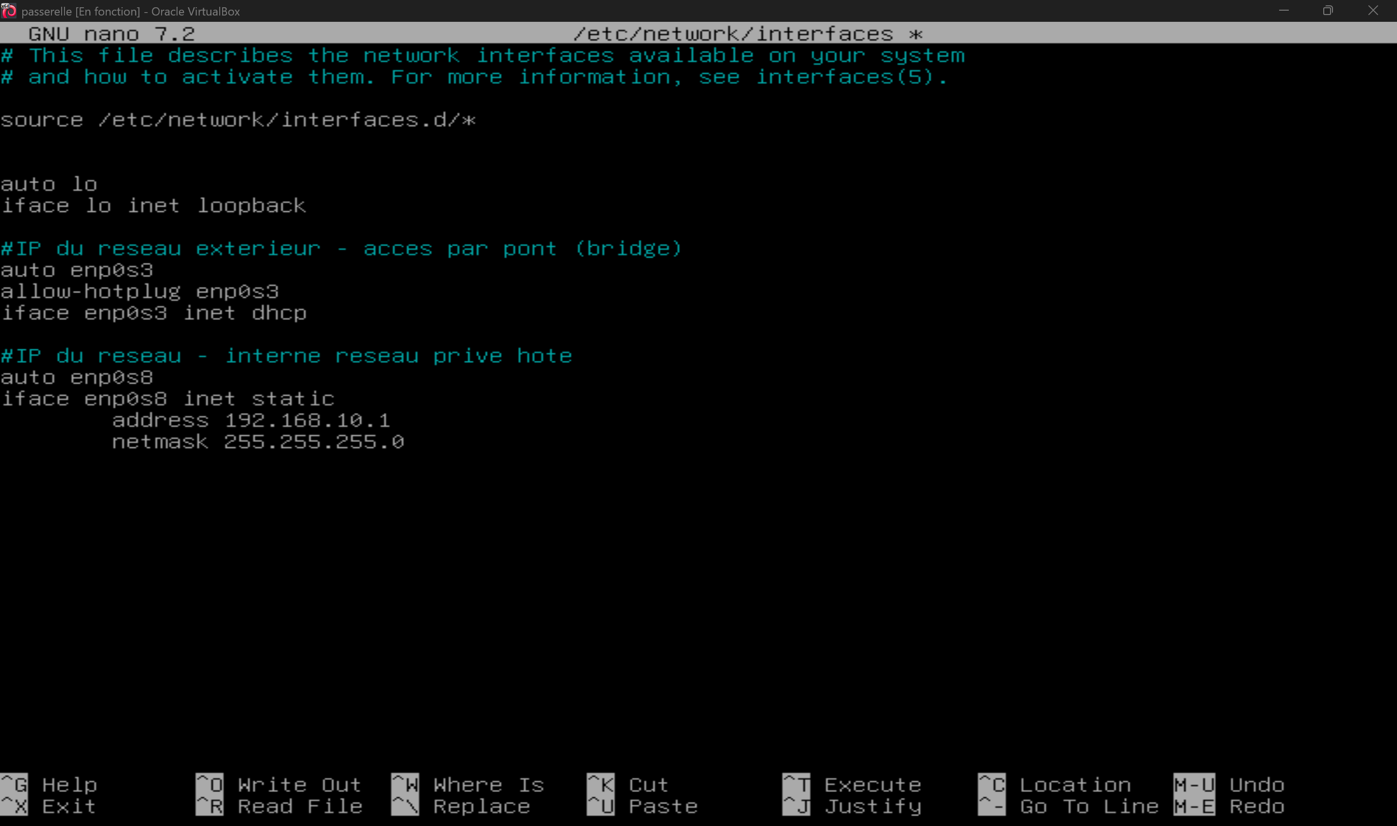 Configuration des interfaces réseau