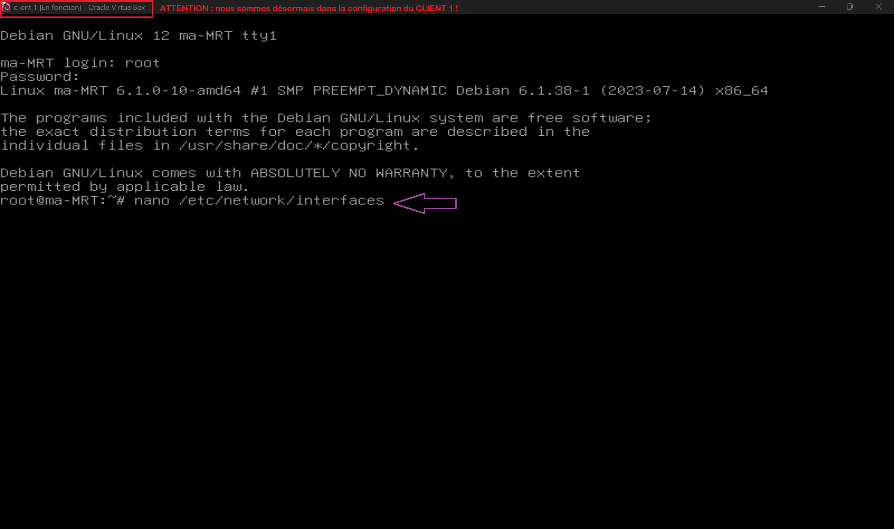 Démarrer et configurer Client 1