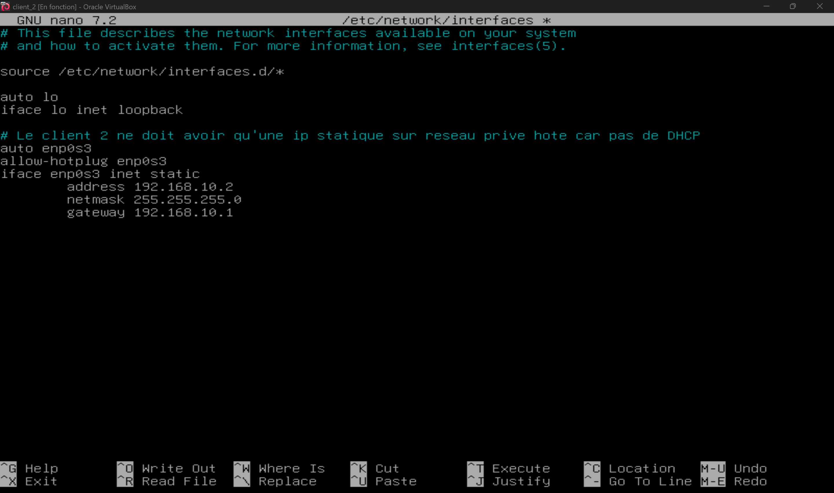 Configuration IP statique Client 2