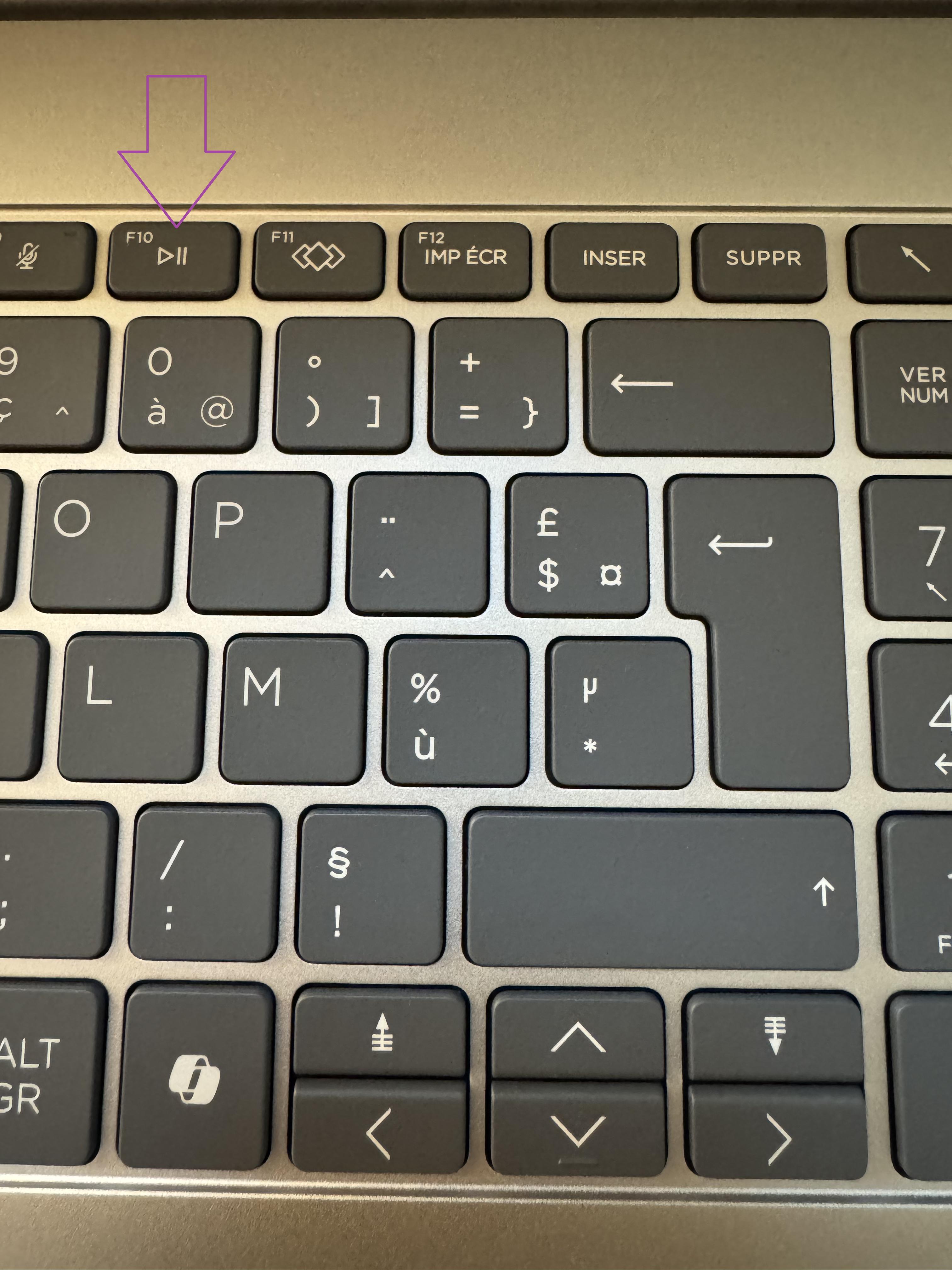 Appui sur F10 pour entrer dans le BIOS HP