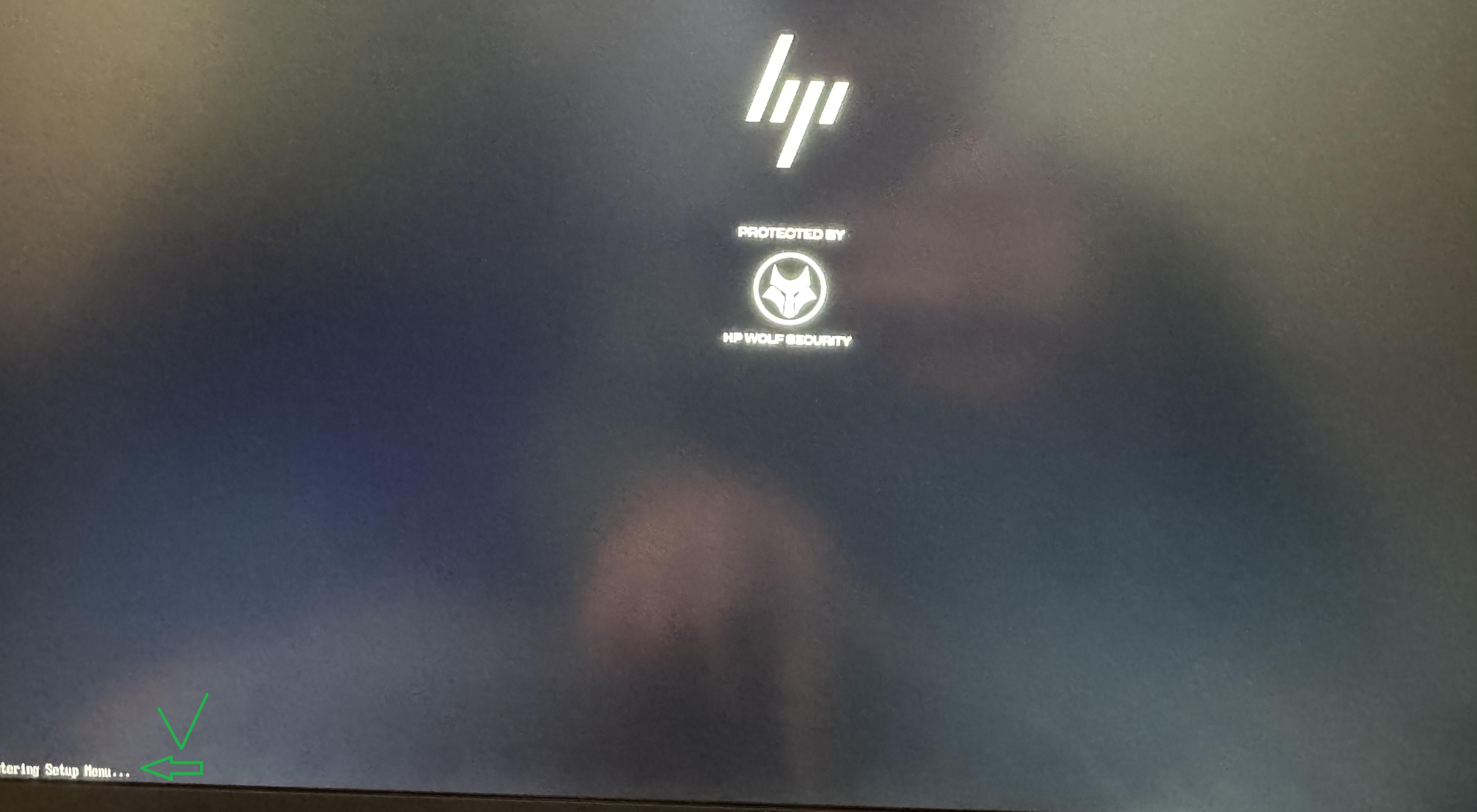 Confirmation d entree dans le setup HP