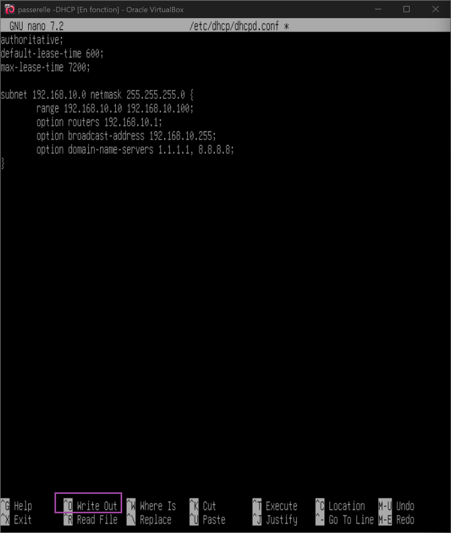 Sauvegarde de la configuration
