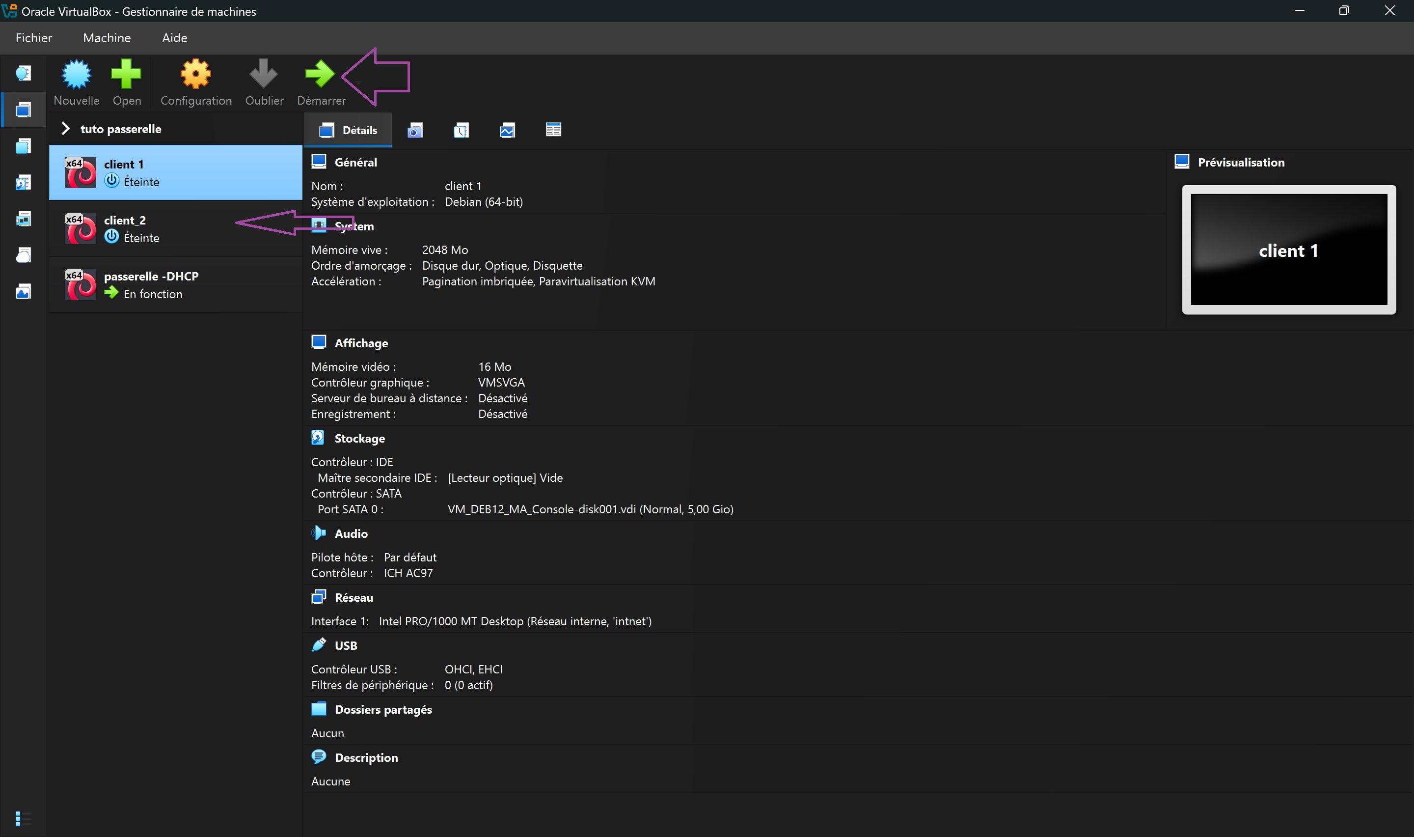 Démarrage du Client 2