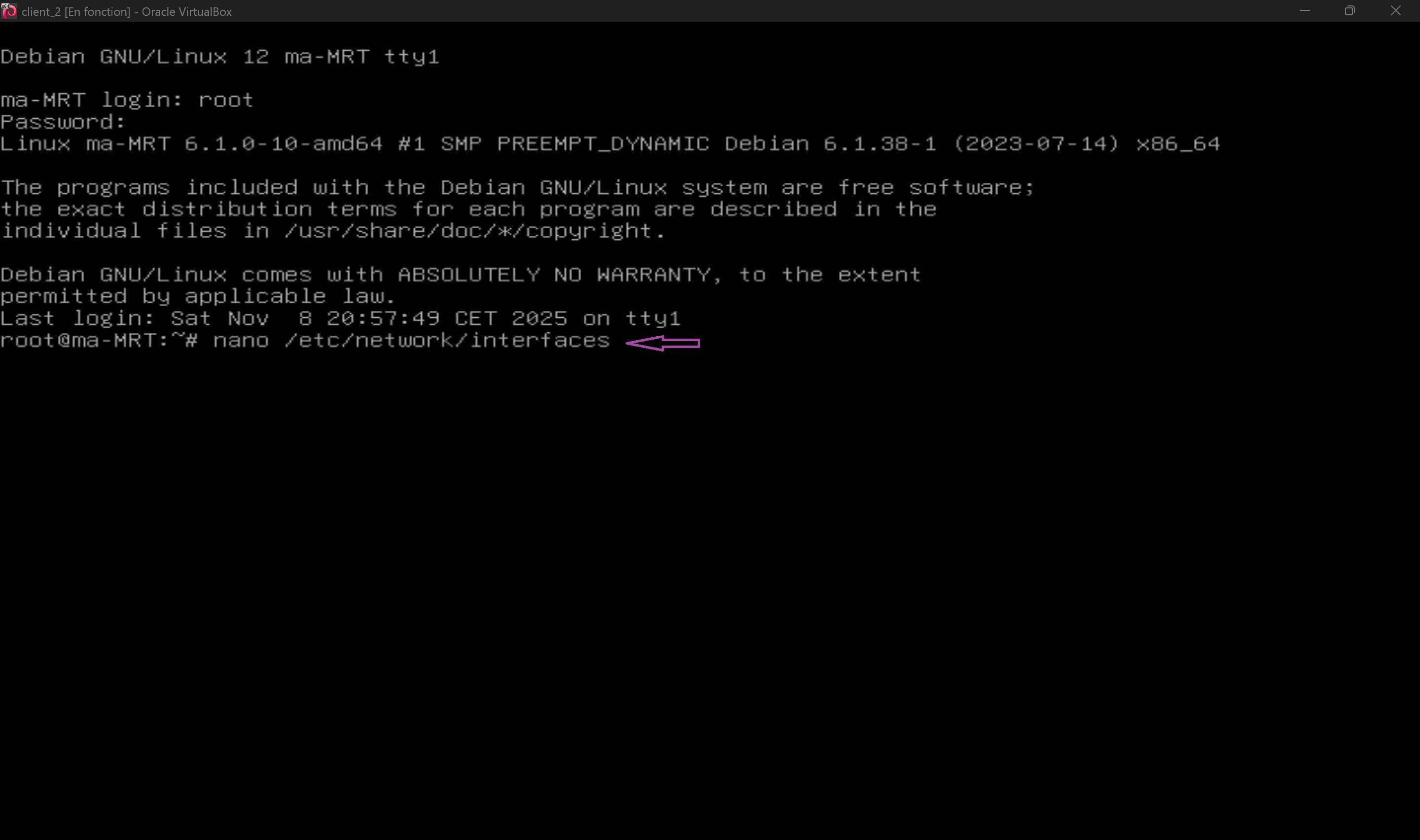 Édition de la configuration réseau