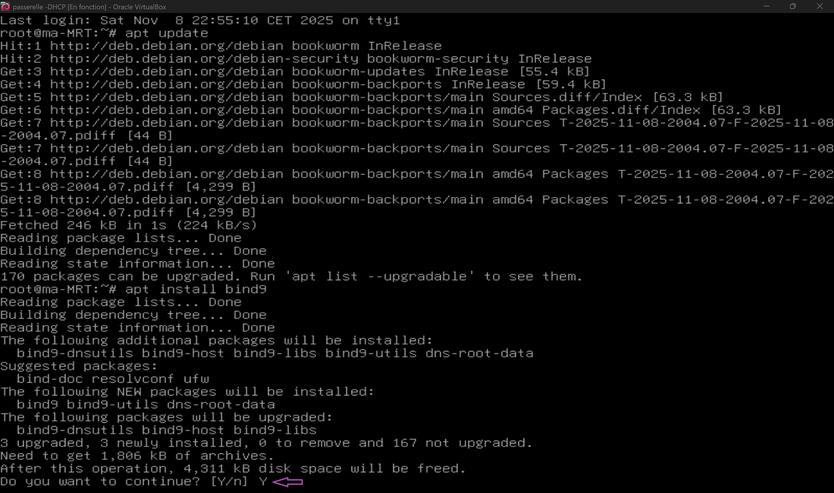 Confirmation de l'installation
