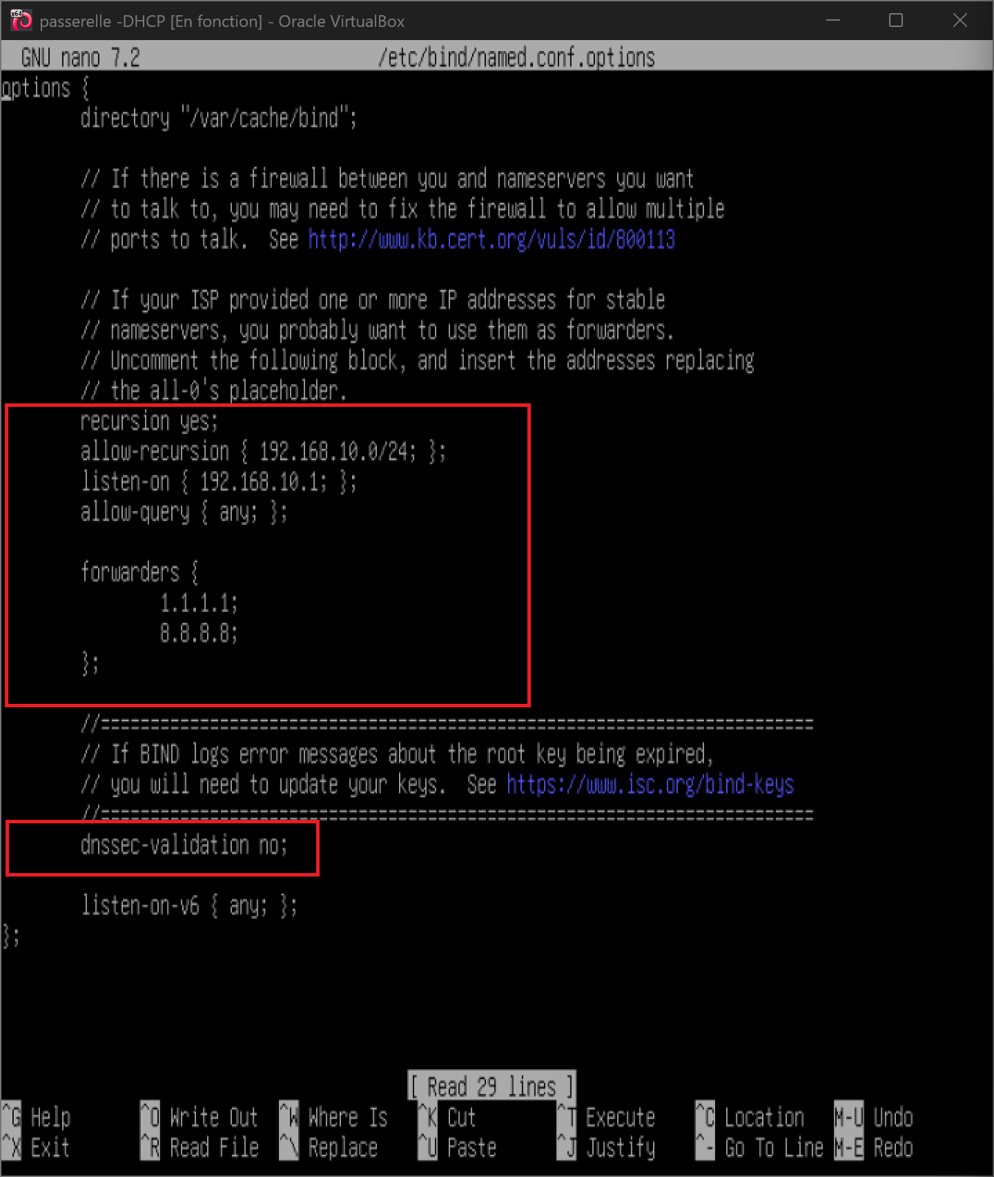 Édition du fichier de configuration