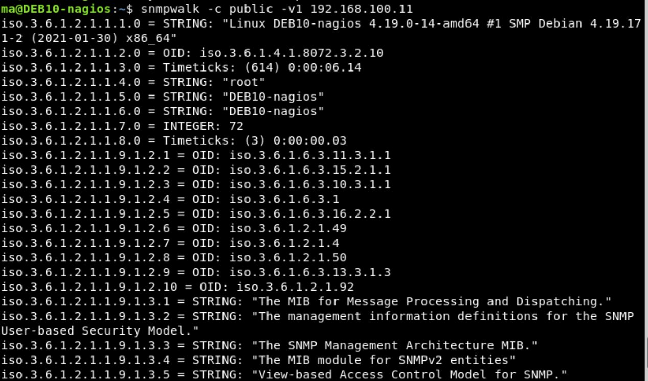 Premier test snmpwalk sur une machine distante