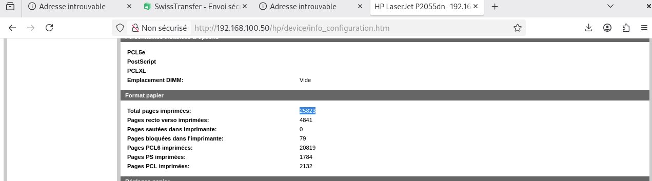 Compteur de pages sur l imprimante