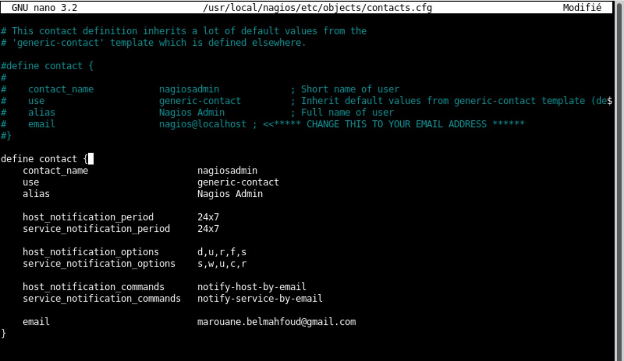 Configuration des notifications e-mail dans Nagios